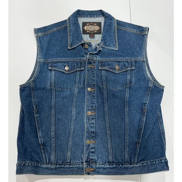 Vintage Guide Gear Vest Mens Biker Denim Vest Size X-Large (13) - Picture 1 of 8